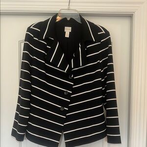 Chico’s Black and White Striped Jacket